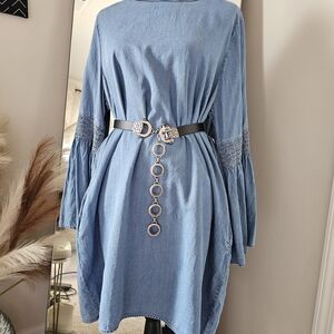Denim Tunic Dress Women’s XL Bell Sleeve  (Belt Not Included Seperate Listing)